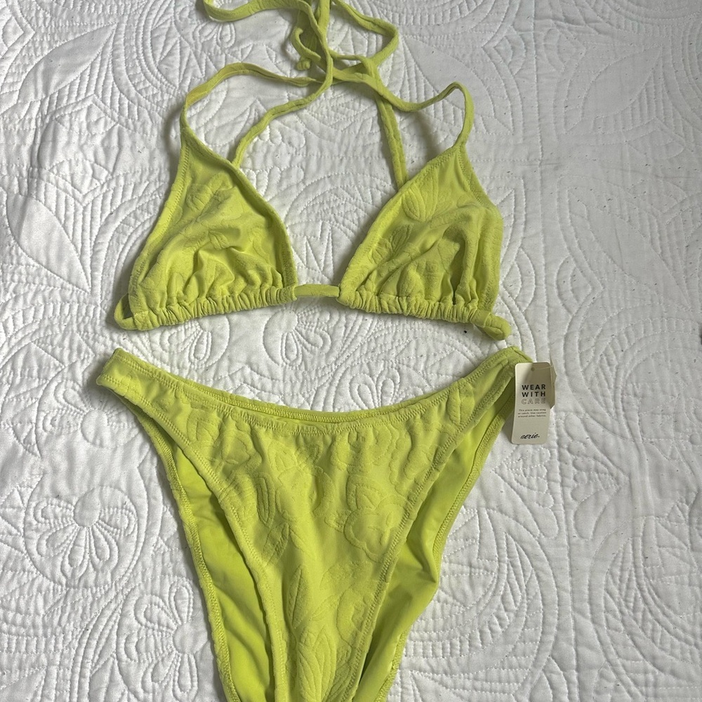 Aerie Lime Terry Bikini Set